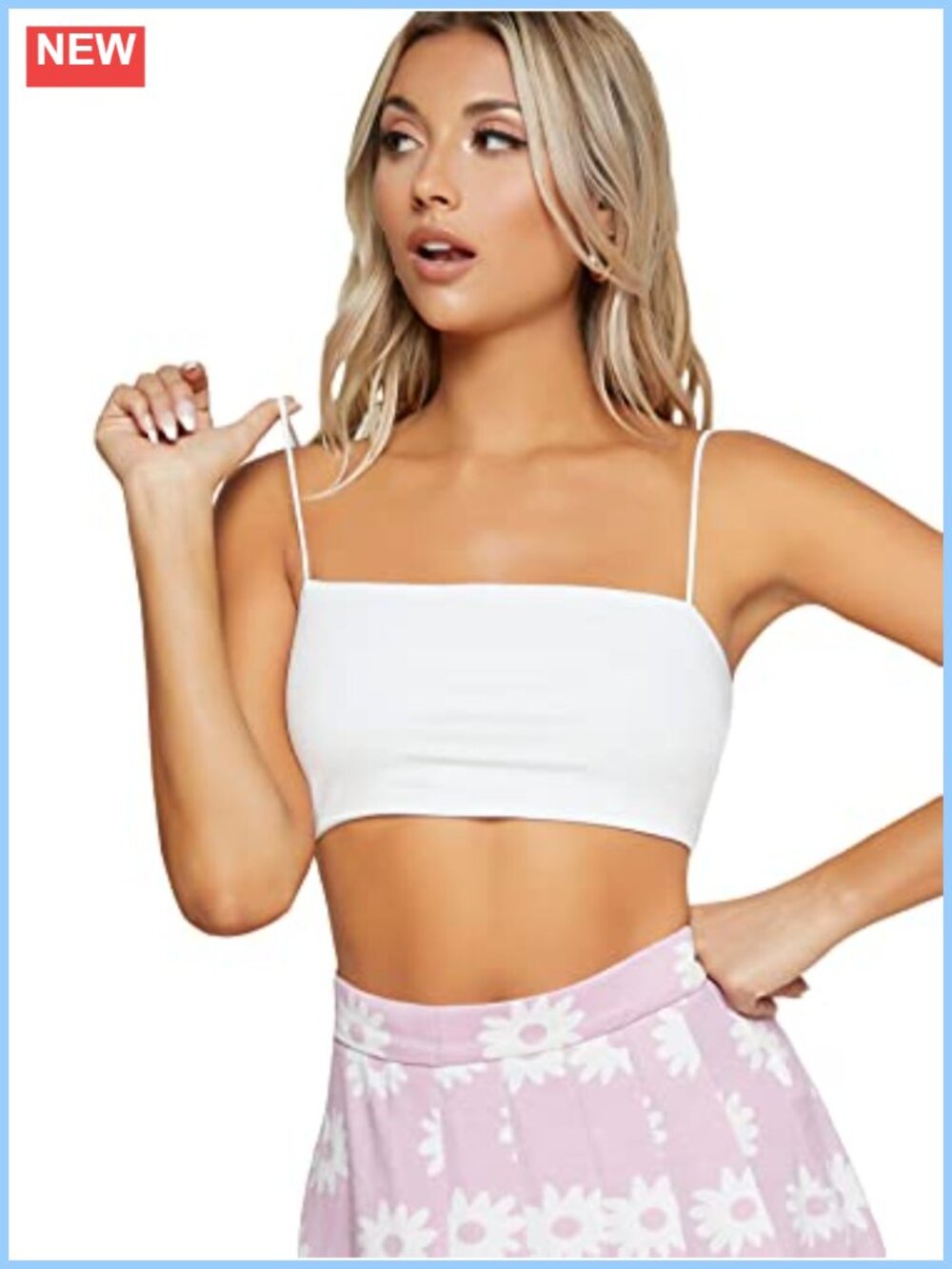 Sleeveless Spaghetti Strap Square Neck Crop Tank Top Slim Fit